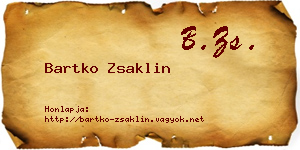Bartko Zsaklin névjegykártya